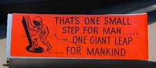 Vintage 60’s Bumper Sticker NASA Moon Landing One Small Step For Man 12” Mankind picture