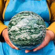6.66LB Natural Qinghai Green Jade Polished Sphere Crystal Healing Decor Ball picture