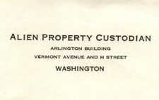 Alien Property Custodian Department Of Justice Letter Red Scare Era picture