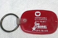 VTG Warner Cable Of Clearfield Keychain Red Key Chain Key Ring Fob Hang Tag picture