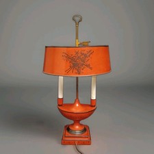 Vtg French Bouillette Paint tole Lamp Made in Italy Empire Hollywood Regency 50s picture