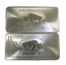 1x 10 Ounce Oz Titanium Buffalo Bar .999 Fine Ti Element one - ten oz picture
