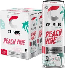 CELSIUS Sparkling Peach Vibe, Functional Essential 12 Fl Oz (Pack of 4) picture