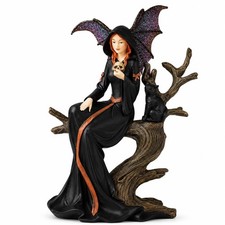 Comfy Hour 7.5 Inch Witch Figurine, Dark Fairy Decor, 1 Piece Black Resin picture