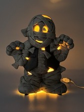 Vintage Ceramic Halloween Light Up Mummy Hand Painted picture