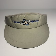 Vintage 90s Disney Team Mickey Visor Hat Strapback Tan Adjustable Golf Cap picture