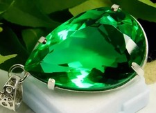 94.8 Ct+ Natural Green Topaz 925 Solid Pear Sterling Silver Pendant RG Gemstone picture