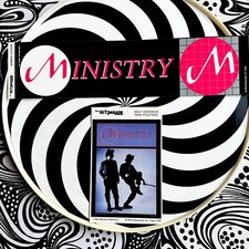 3 Choices VINTAGE Unused 1983 MINISTRY Bumper Sticker + Mini Poster Deadstock picture