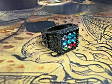 Antique Powerfull Become Rich Attract Money 8888 Spells Handmade Silver Ring picture