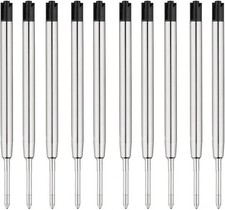 10Pc Ballpoint Pen Refills Black Ink 1mm Medium Tip Parker Style picture