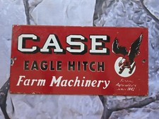LARGE VINTAGE CASE TRACTORS EAGLE PORCELAIN FARM MACHINE SIGN 12