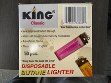 King Classic Disposable Butane Lighters Assorted Colors (50 Count) 1 Pack picture