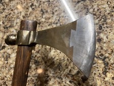 RARE & COMPLETE BRONZE PIPE “smoke” TOMAHAWK WITH DOVETAILED STEEL BIT  picture