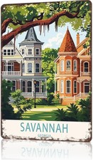 Vintage Savannah Georgia Travel Poster Tin Metal Signs Home Décor 8x12 picture
