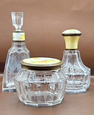 Vintage Hollywood Regency Powder Jar Perfume Guilloche Etched Set of 3 picture