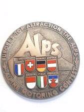 Vtg 60s Huguenin Switzerland Locle Alpine Motoring Metal Alps Bronze Heavy picture