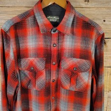 Vintage Eddie Bauer Pendleton Button Up Shirt Red Black Grey Men's Size Large L picture