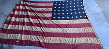 Vintage 48 Star American Flag Large Sewn Stars Stripes Cotton Bunting 8ft x 5ft picture
