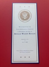 Ronald Reagan 2004 Presidential Library Original Memorial Card Funeral Mourning picture