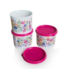 Tupperware - Wildflowers 3-Pc. Canister Set. picture