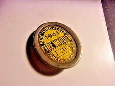 RARE N.Y.STATE 1941 CONSERVATION DEPT. 'FIRE WARDEN' BADGE, WW2 VINTAGE picture