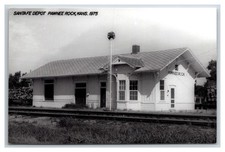 SANTA FE ATSF Railroad Depot RPPC ~ Pawnee Rock Kansas 1975 picture