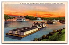 Barge Fleet Coming Through Locks Of Mississippi River At Ford Plant picture