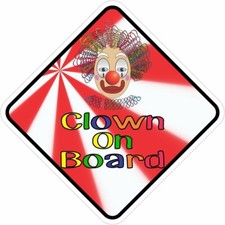 StickerTalk 5in x 5in Clown On Board Sticker Car Truck Vehicle Bumper Decal picture