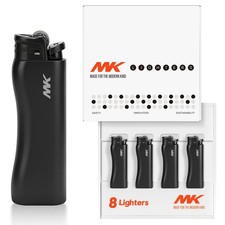 MK Refillable Flint‑Strike Pocket Lighters All‑Black BBQ Candle (HUE‑BLK‑8PC) picture