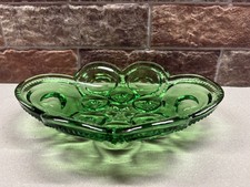 Vintage L.G. Wright Green Glass Moon & Stars Oval Relish Dish Tray trinket dish picture