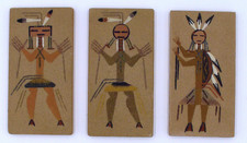 Set of 3 Vintage Navajo Sand Paintings Plaque Hand-crafted Wood Backing 3