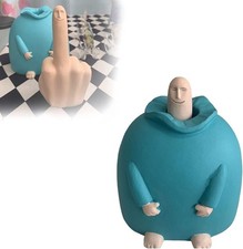 Funny Smiling Middle Finger Statue Ornaments, Novelty Resin Man...  picture