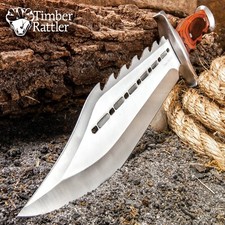 Timber Rattler Sinful Spiked Bowie Knife with Sheath | Spiked Back | 15