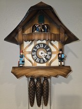 Fully Restored German Cuckoo Clock Swiss Chalet Musical Cuendet Dancing Figures picture