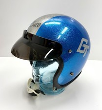 Vintage Original BUCO GT Blue & Silver Metalflake Glitter Helmet 1960s 1970s Vtg picture