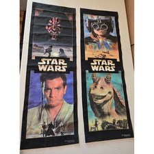 Vintage 1999 Star Wars Episode I Fabric Banners Pair Darth Maul Jar Jar 35