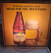 Vintage Busch Beer Lighted Sign “Head for the Mountains” Everbrite WORKING picture