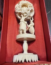 Chinese Carved Layers Dragon & Elephant Puzzle Ball w stand base & Case picture