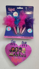 Bratz Glitzy Feather Pen 4 pack Set with heart shaped notepad picture