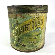 Antique Country Club Cigar Advertising Litho Tobacco Store Humidor Tin Can picture