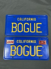 Vintage California Blue License Plate Set Pair “BOGUE” picture