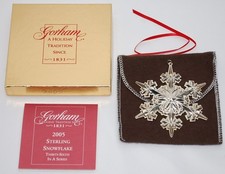 2005 Gorham Sterling Annual Christmas Snowflake Ornament w/ Box & paper picture