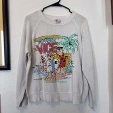 Vintage 1985 Flintstones Bedrock Vice Sweatshirt Fred Barney Bassett Walker USA picture