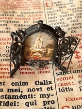 RARE RELIC St. Lucia do Santos : Handmade Fatima triptych icon - Rome - 1900's picture