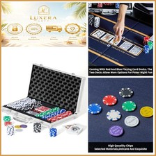 300 Piece Poker Chip Set 11.5 Gram with Aluminum Case 2 Decks Cards 5 Dice For picture