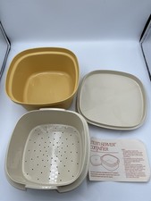 Vintage Tupperware Harvest Gold Multi-Server Container 888-10 With Instructions picture