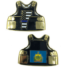 C-012 Vermont LEO Thin Blue Line Police Body Armor State Flag Challenge Coins picture