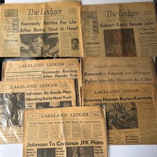 1963 1968 Kennedy Assassination Newspapers Lot JFK & RFK 7 Original Vintage Lot picture