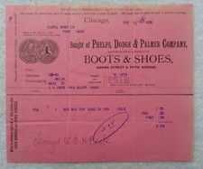 1896 BILLHEAD PHELPS DODGE & PALMER CO CHICAGO ISDELL MERCHANTILE PONY MONTANA # picture
