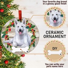 E&S Pets Ceramic White German Shepherd Ornament - DIY Personalizable picture